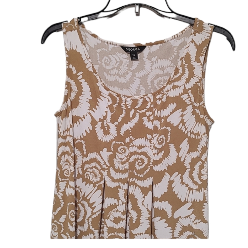 Midi Dress Khaki and White Sleeveless  sz Small